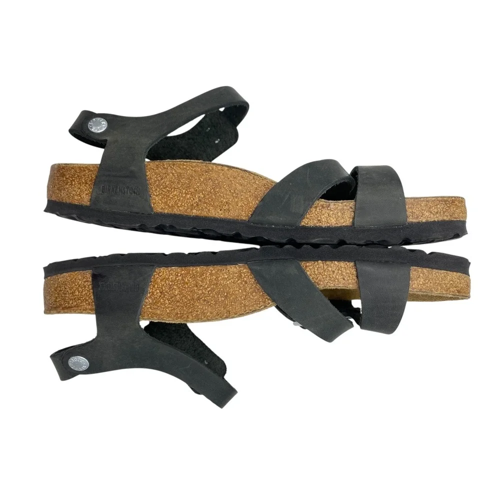 Birkenstock Kumba Black Oiled Leather Strappy Sandals 40 US Women 9-9.5
